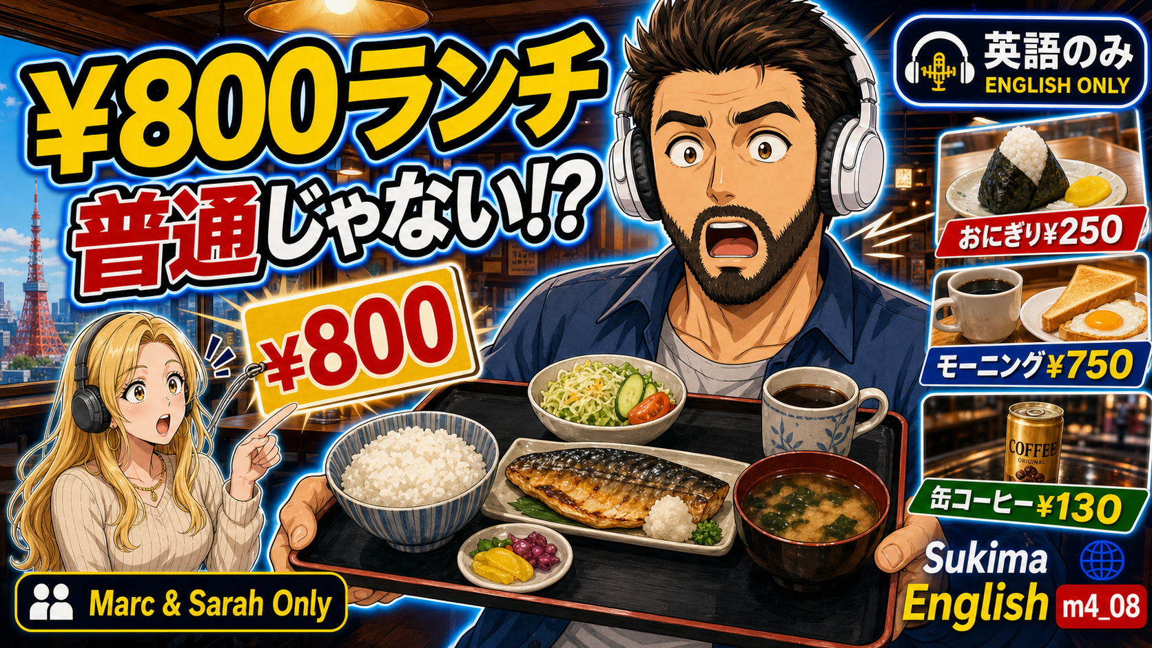 【日常英会話】英語のみ | 喫茶店のモーニング¥750は普通じゃない、コンビニおにぎり・缶コーヒー、東京の「当たり前」がいかにおかしいか #英語学習 #ネイティブ英語会話  #リスニング強化 #英語耳
