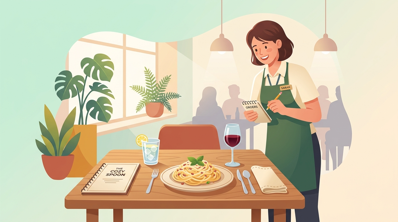 【英会話A2】レストランでの注文：席の案内から会計まで一気に攻略（会話2パターン＋練習10問）