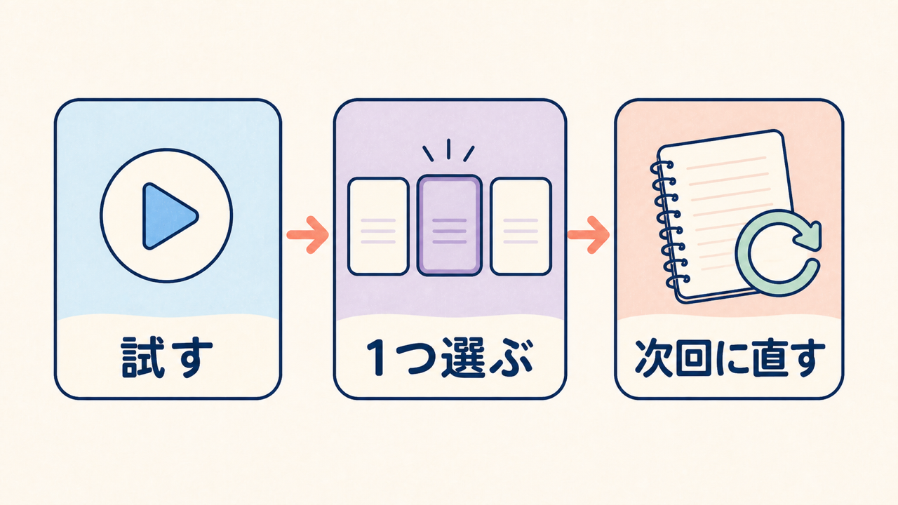 試す・選ぶ・次回に直す改善サイクル