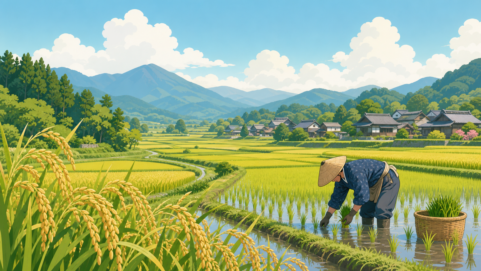 日本の田園風景のイメージ